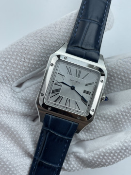 (준비완료/특급배송)NO.3465/AF공장 산토스31MM 실버다이얼 블루악어가죽스트랩